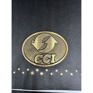 CCI Logo Promo Belt Buckle Solid Brass Vtg 70s 80s DynaBuckle            .SHY565